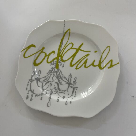 Set of 4 ROSANNA COCKTAILS SALAD DESSERT APPETIZER PLATES Square Wine & Cheese - Picture 5 of 7